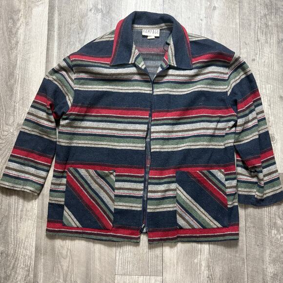 Vintage 90s Rampage Women’s Wool Blend Striped Jacket size Large - Picture 1 of 5